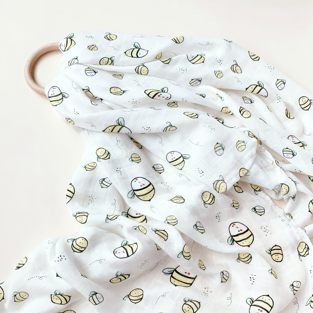 Organic Cotton Bamboo Swaddle Honey Bee tinys.co