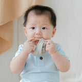 Organic Cotton Bunny Ear Wood Teether Ring