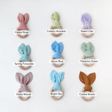 Organic Cotton Bunny Ear Wood Teether Ring